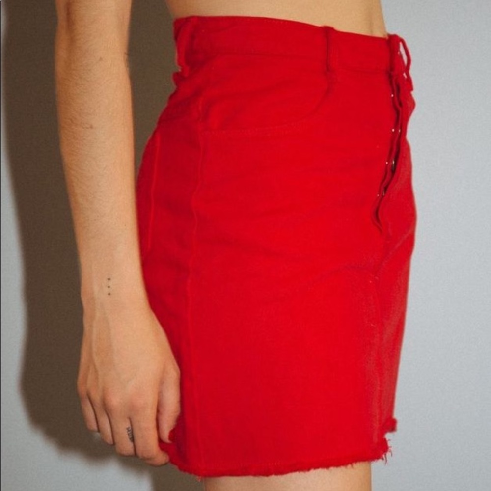 Brandy Melville Crosby Red Denim Skirt